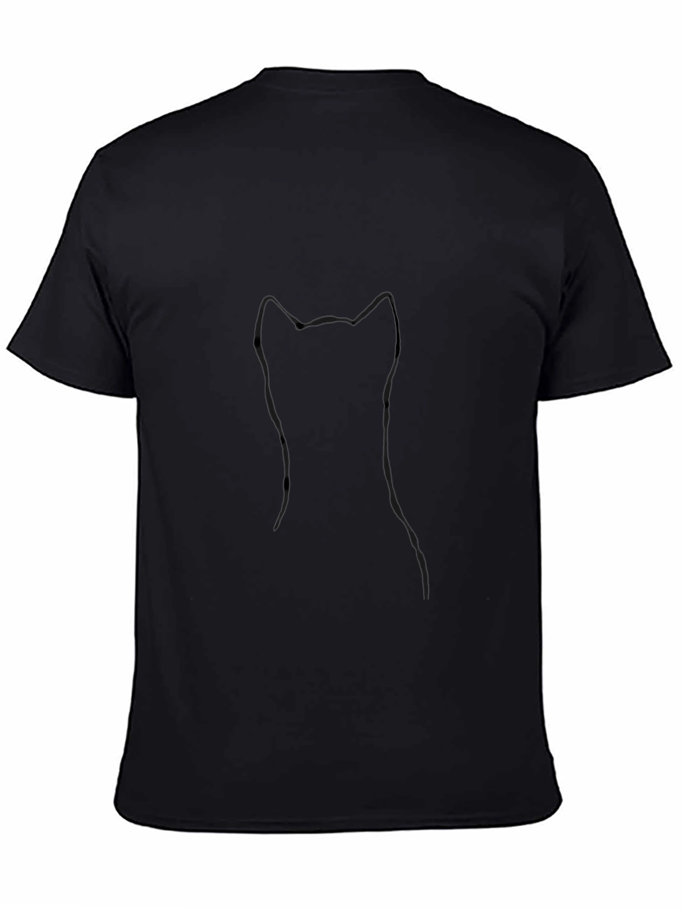 Minimalist Cat Outline Black T-Shirt