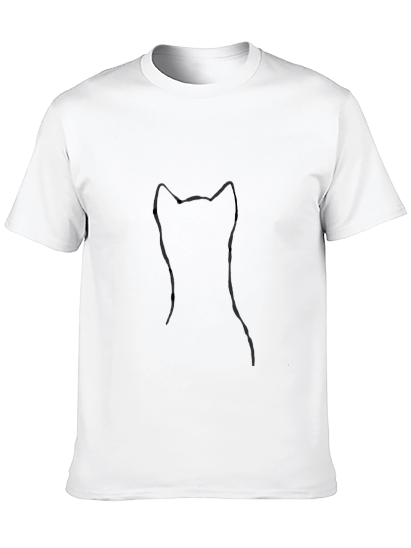 Minimalist Cat Outline Black T-Shirt