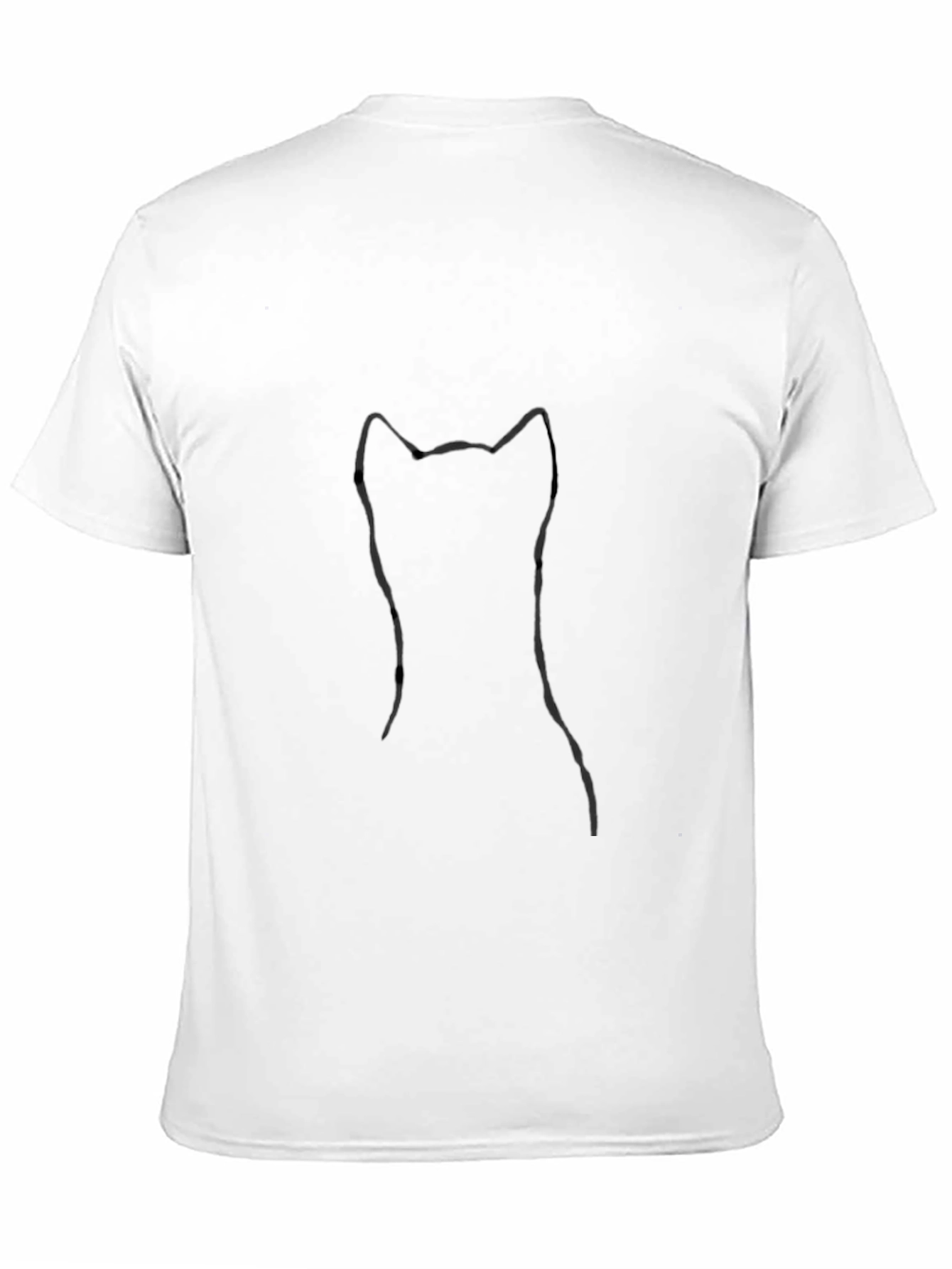 Minimalist Cat Outline Black T-Shirt