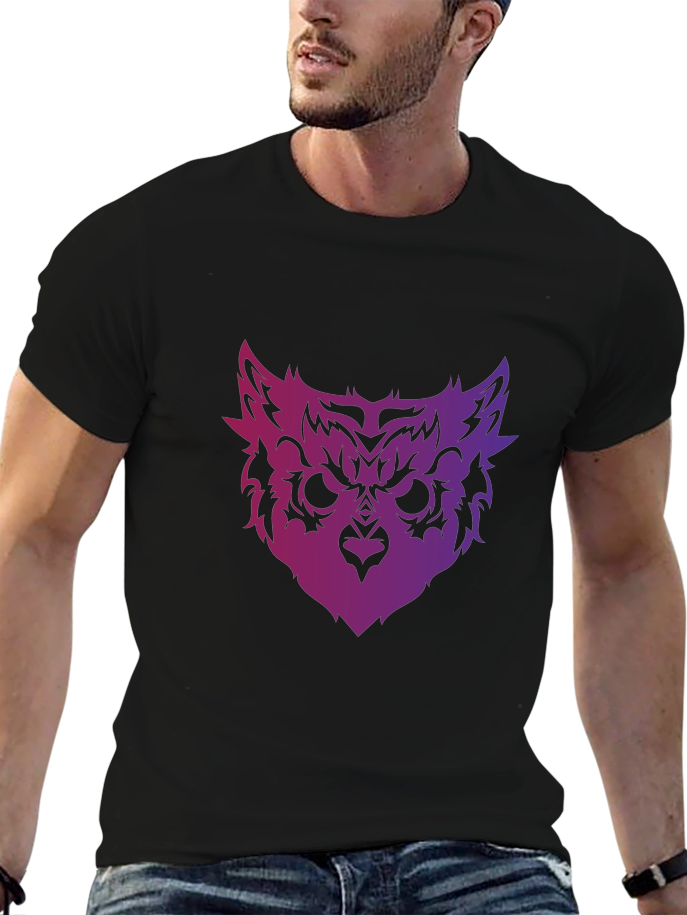 Owl Face Graphic Tee - Mens Black T-Shirt