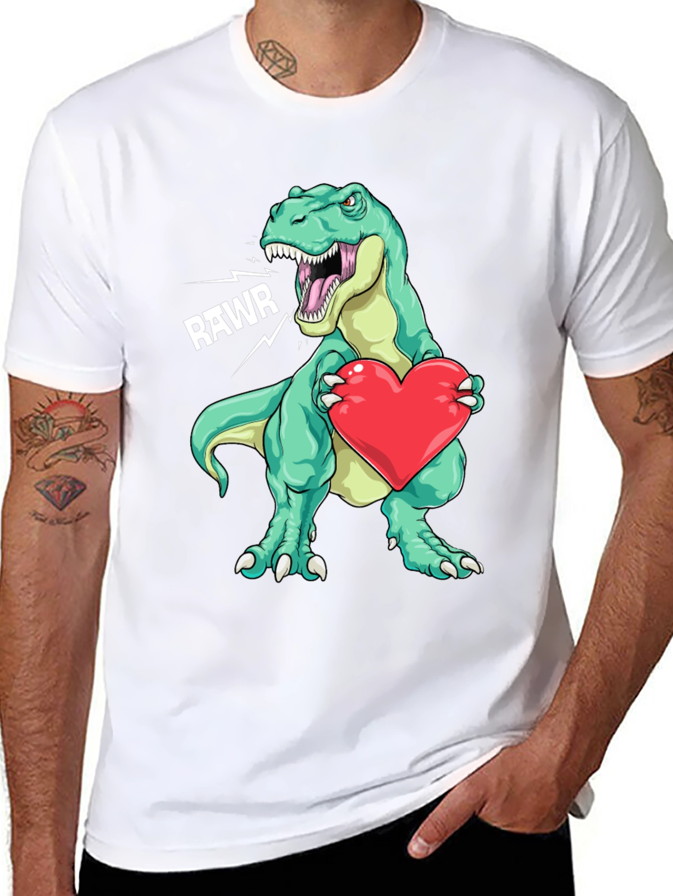 Dino-mite Love: T-Rex with Heart Graphic Tee