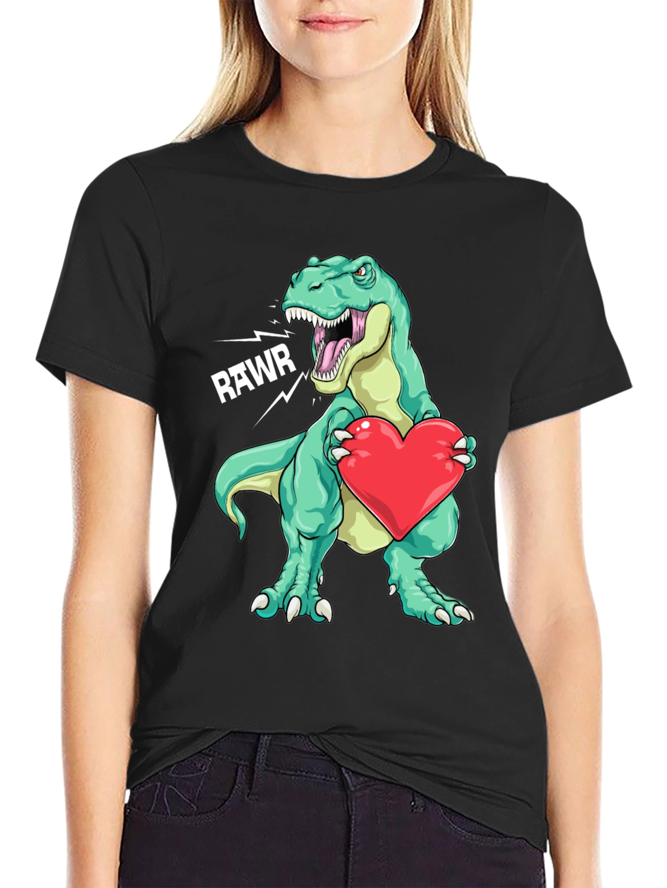Dino-mite Love: T-Rex with Heart Graphic Tee