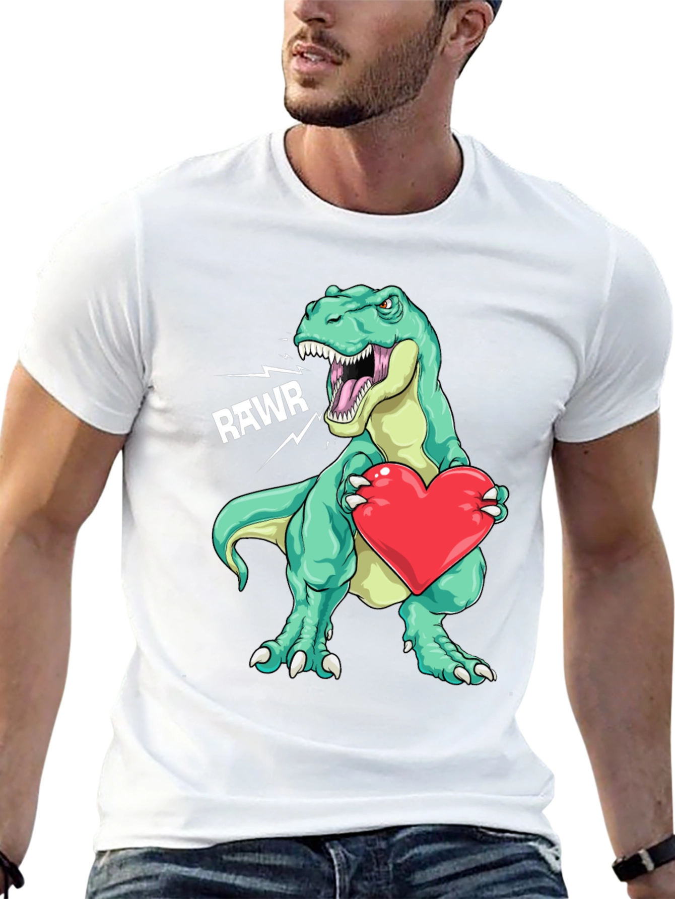 Dino-mite Love: T-Rex with Heart Graphic Tee