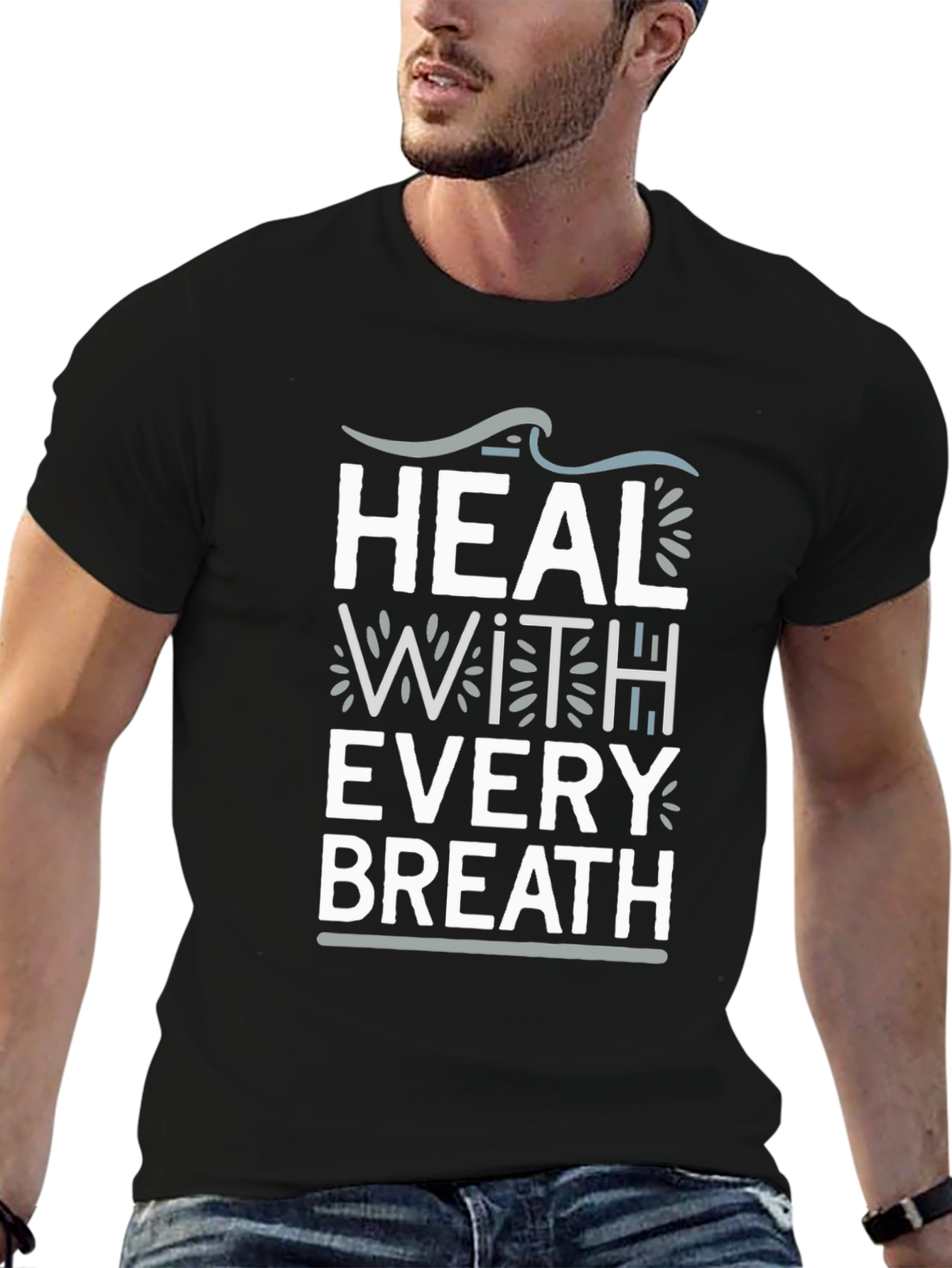 Heal With Every Breath Black Graphic Tee