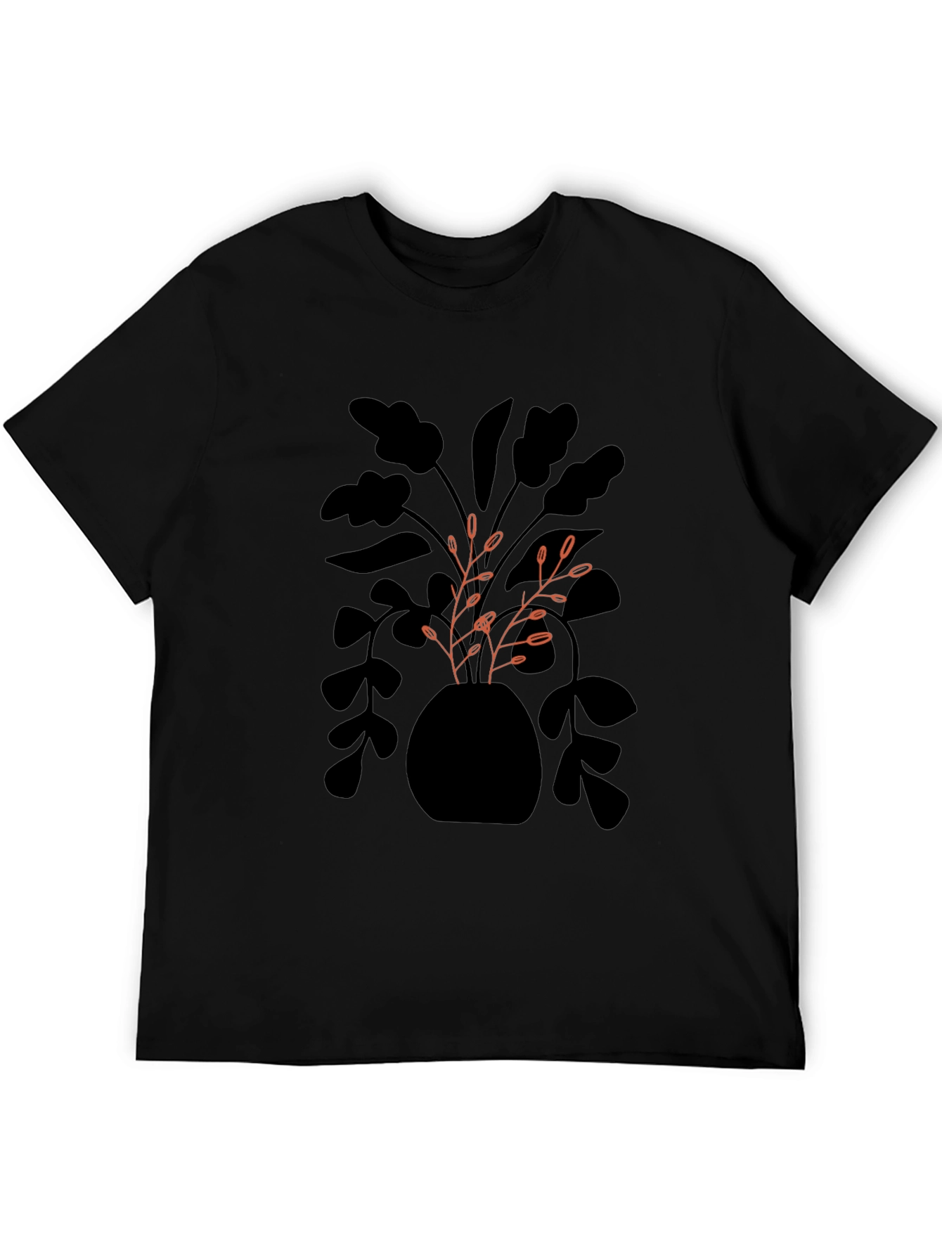 Modern Plant Graphic Black T-Shirt