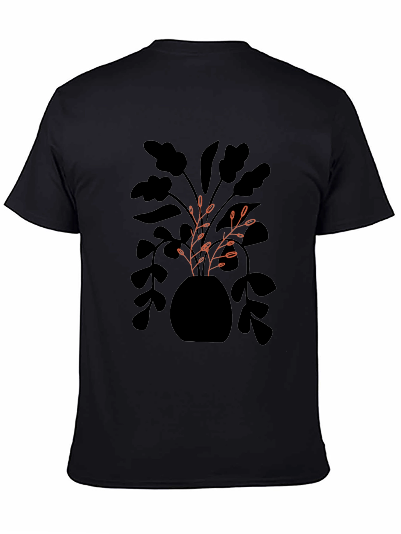 Modern Plant Graphic Black T-Shirt