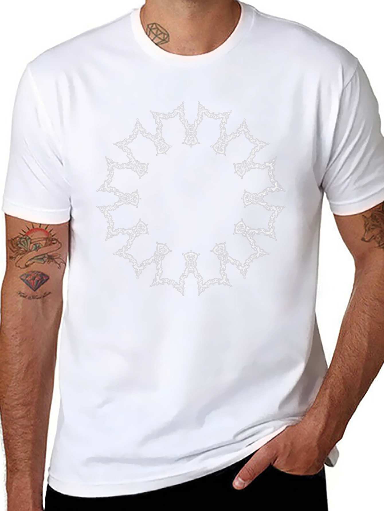 Black Tee with Mandala Design