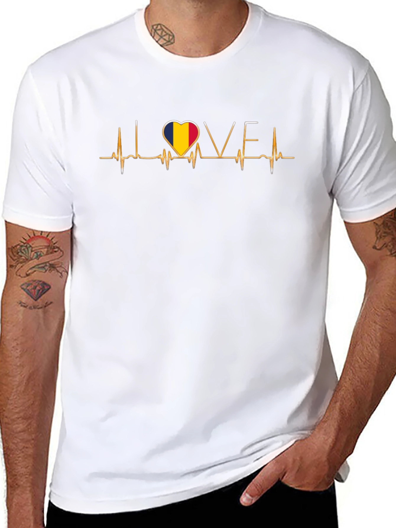 I Love Romania Heartbeat T-Shirt