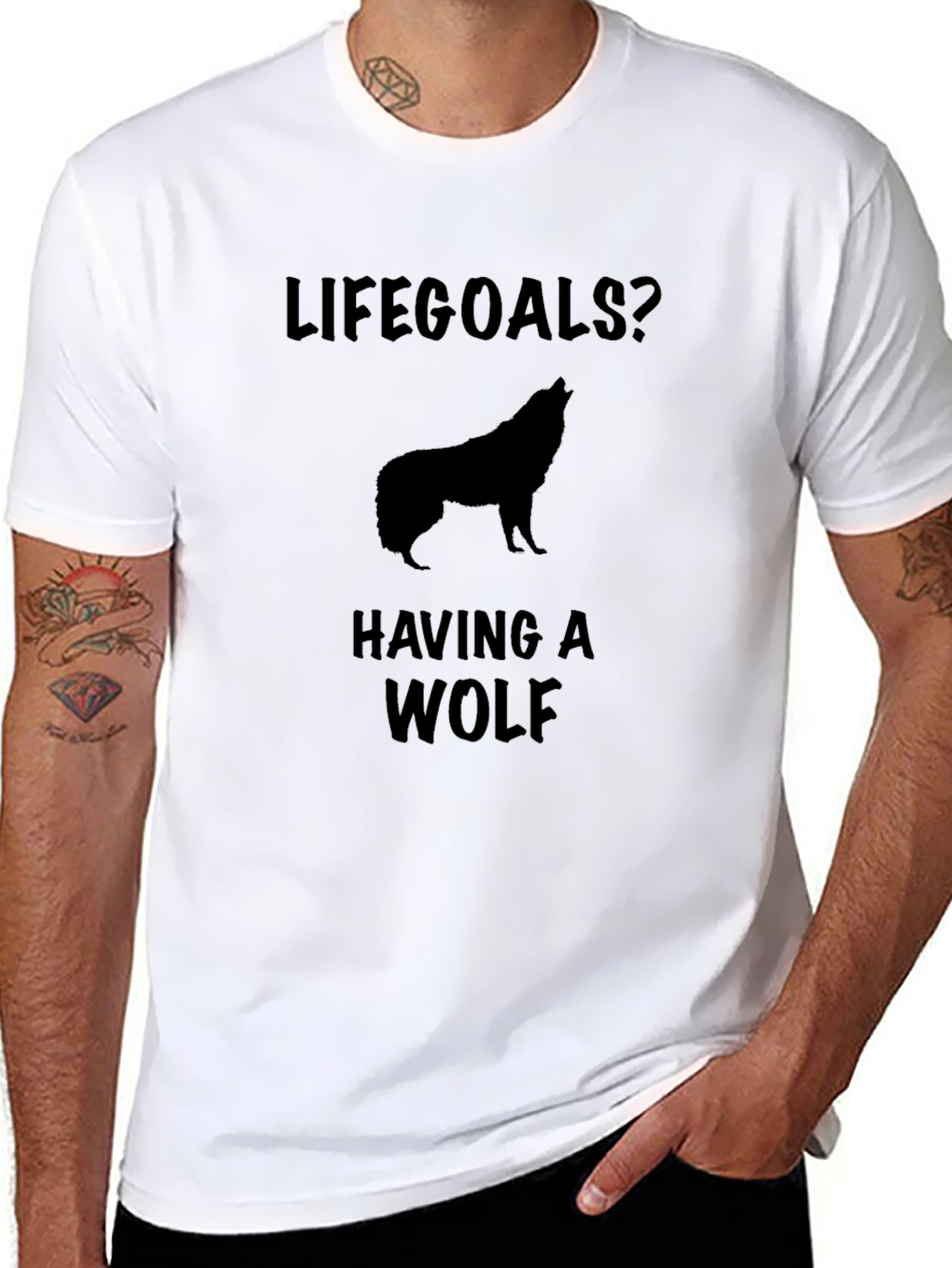 Life Goals Wolf Graphic T-Shirt Black