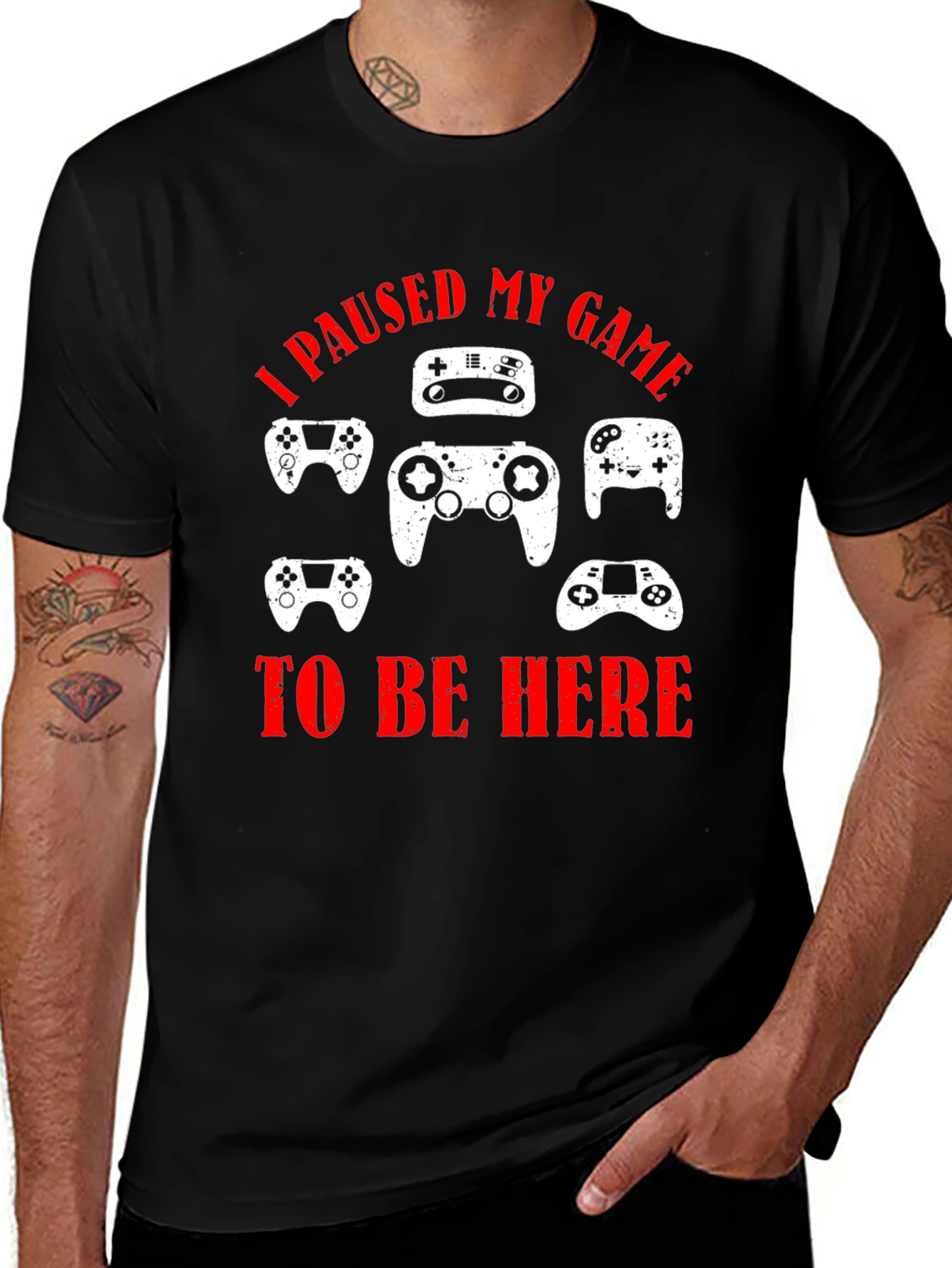 I Paused My Game to Be Here Black T-Shirt