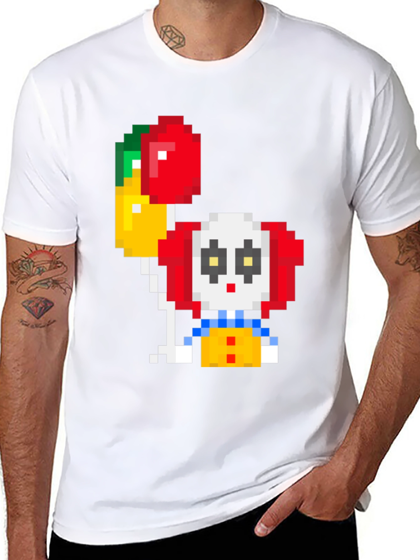Pixel Clown T-Shirt with Balloons