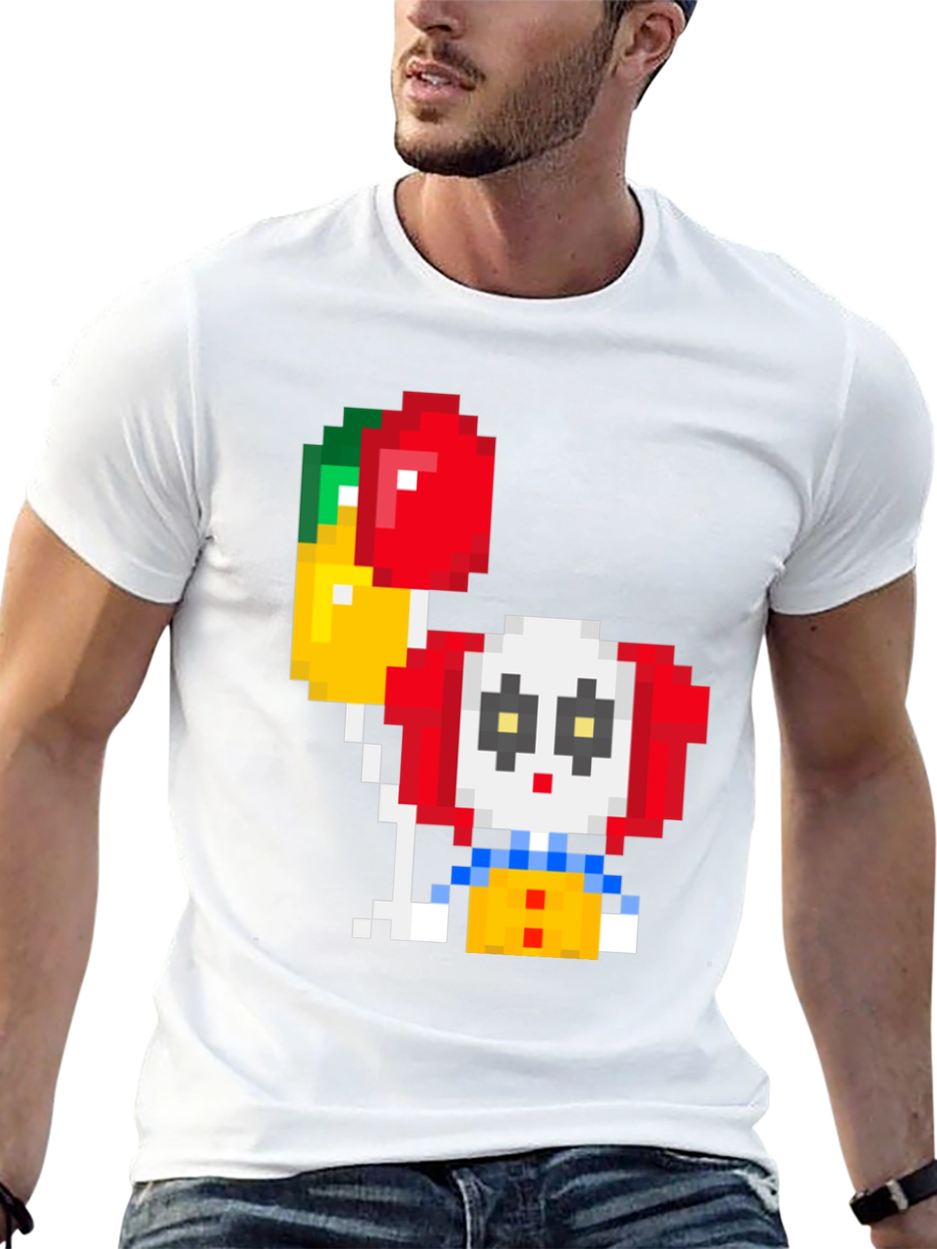 Pixel Clown T-Shirt with Balloons