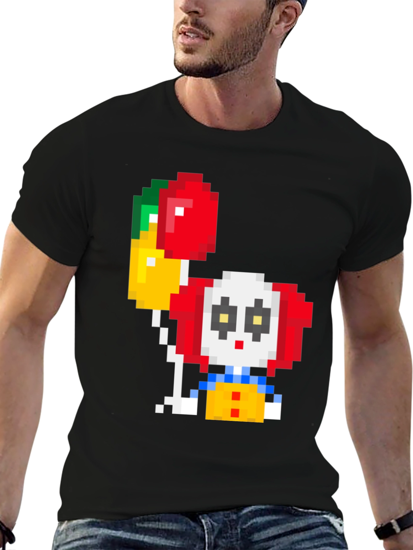 Pixel Clown T-Shirt with Balloons