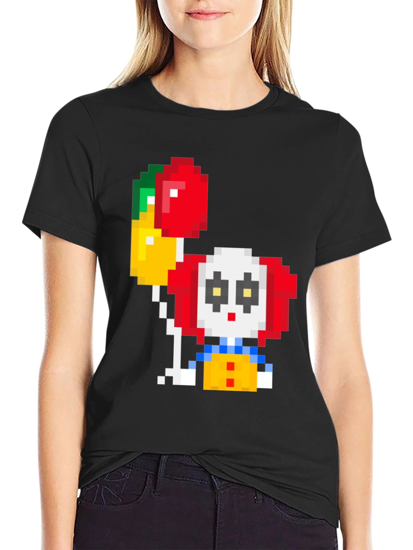 Pixel Clown T-Shirt with Balloons