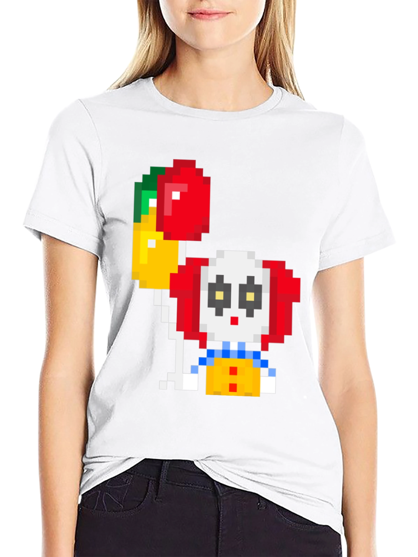 Pixel Clown T-Shirt with Balloons