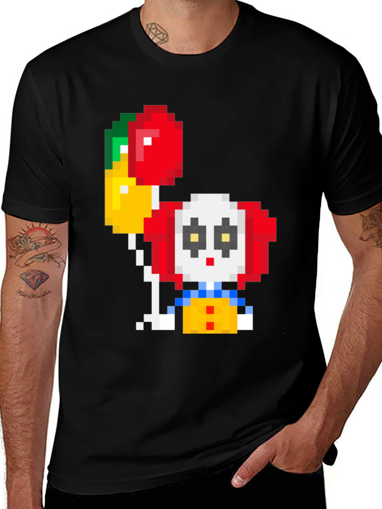 Pixel Clown T-Shirt with Balloons