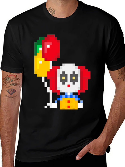 Pixel Clown T-Shirt with Balloons