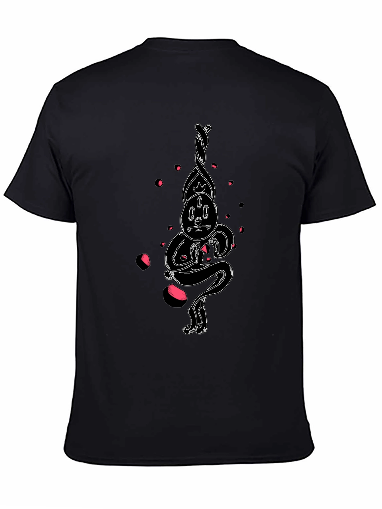 Unique Cartoon Art Black Cotton T-Shirt