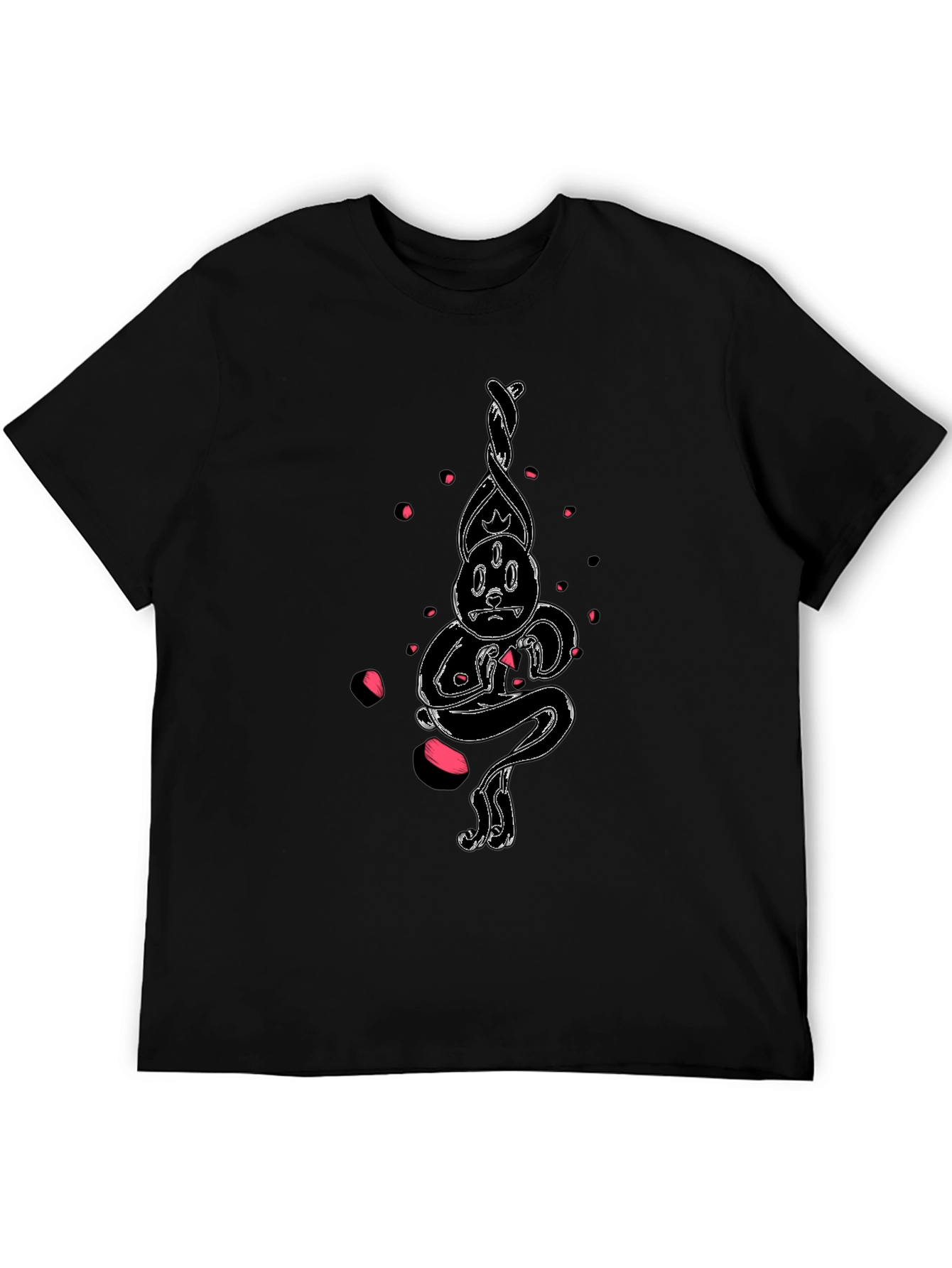 Unique Cartoon Art Black Cotton T-Shirt