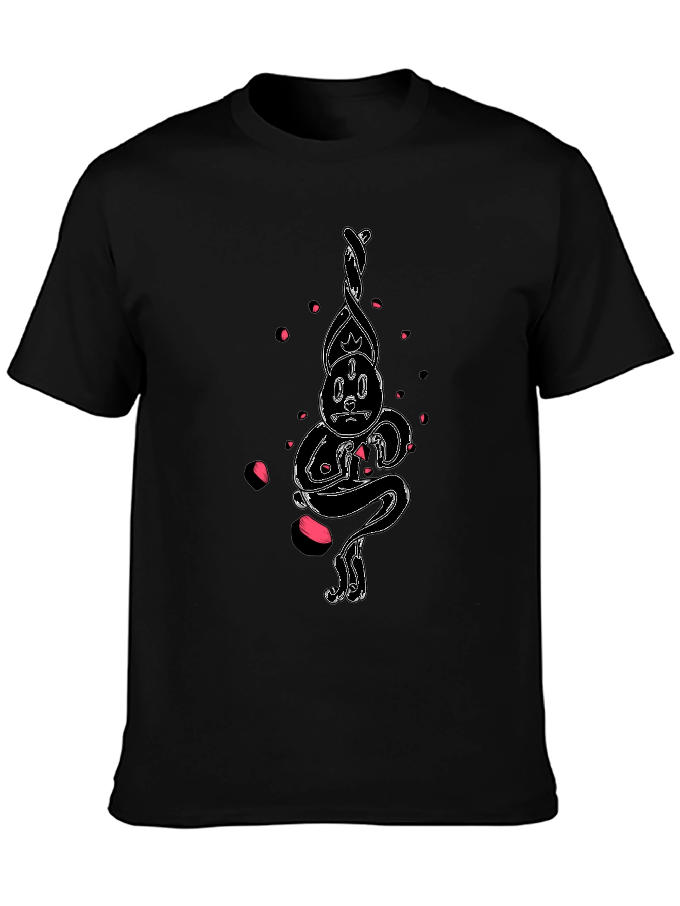 Unique Cartoon Art Black Cotton T-Shirt