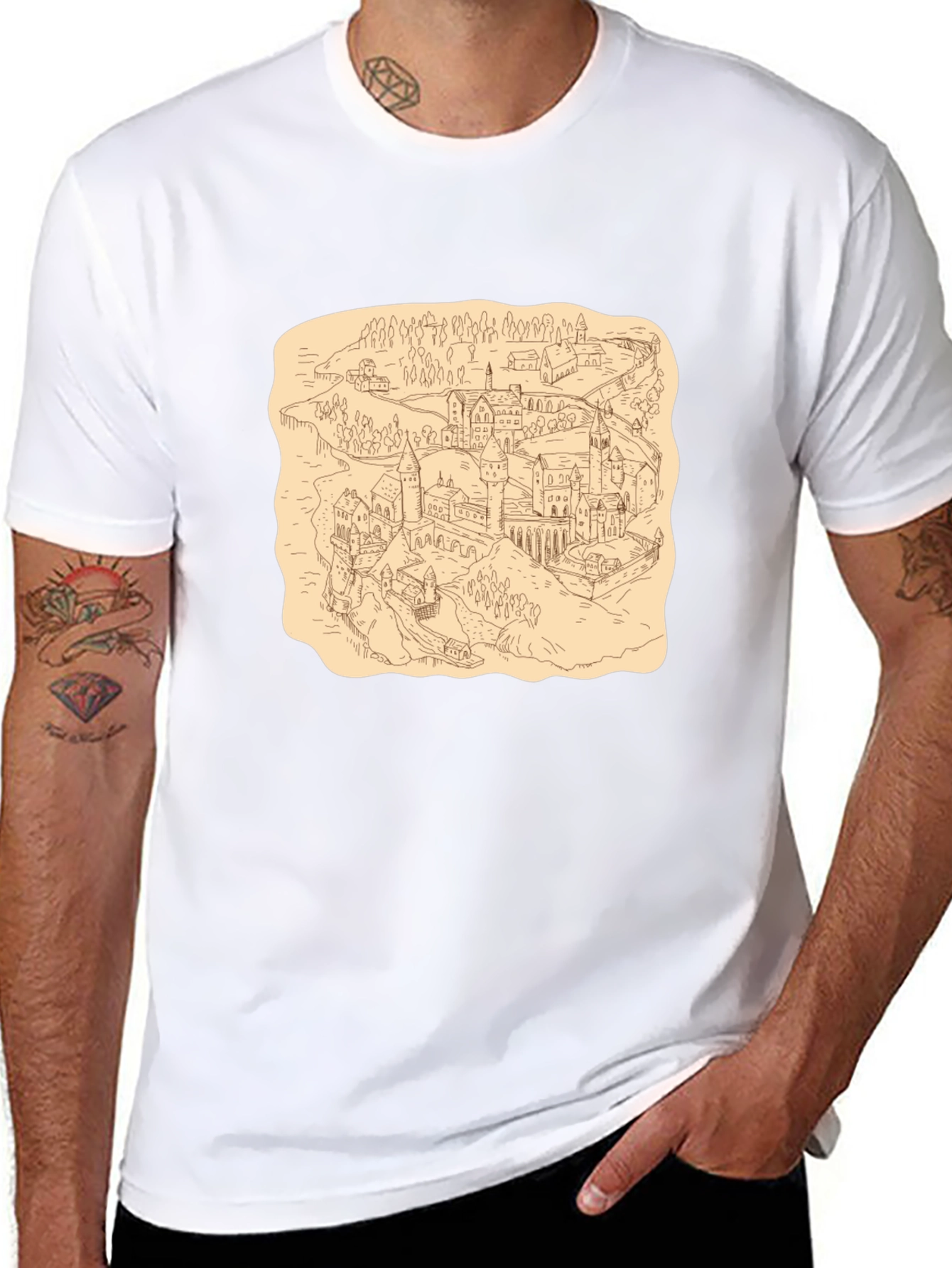 Wizarding World Map Tee - Black Cotton Shirt