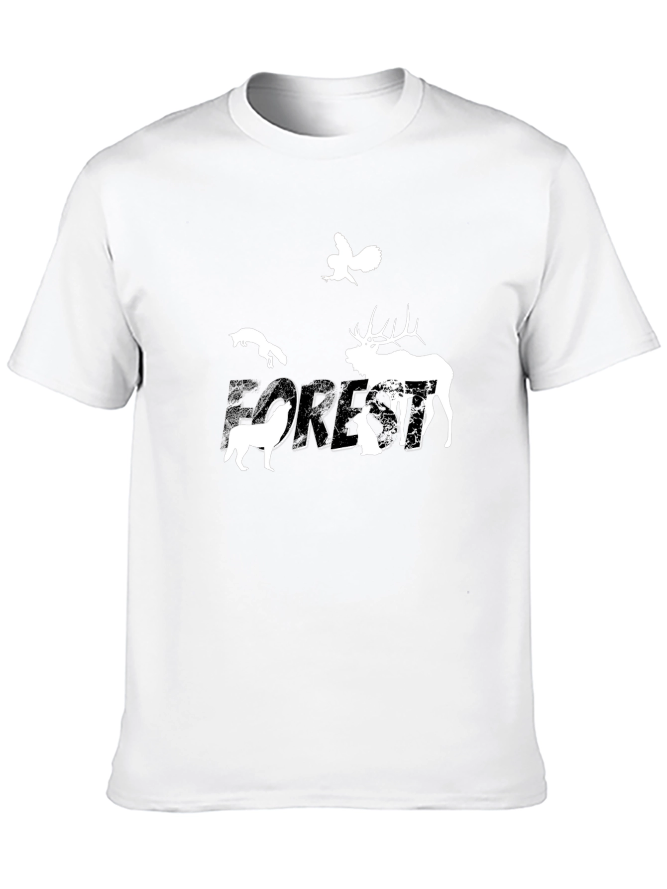 Nature Forest Animals Graphic Print Crew Neck Tee