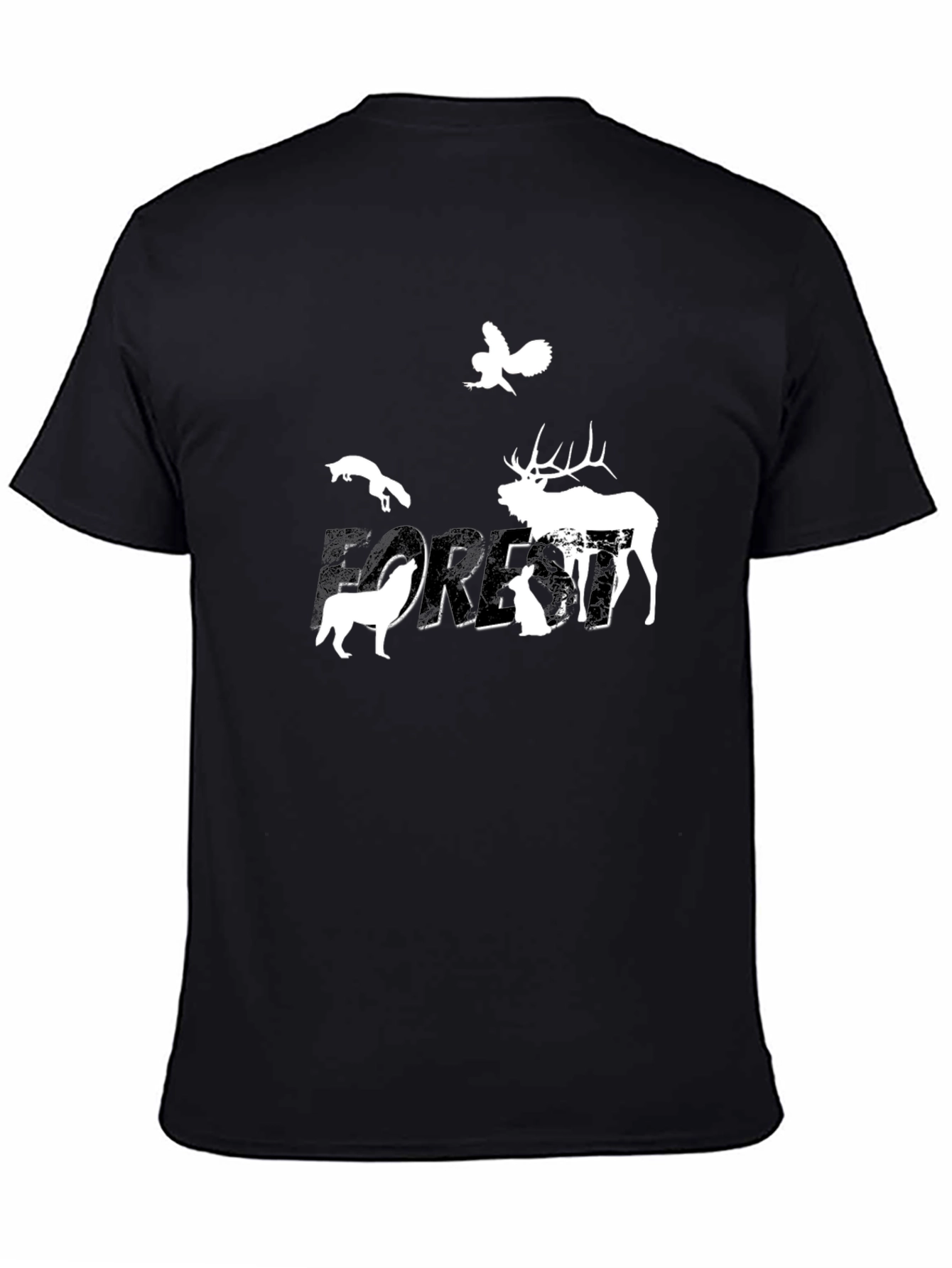 Nature Forest Animals Graphic Print Crew Neck Tee