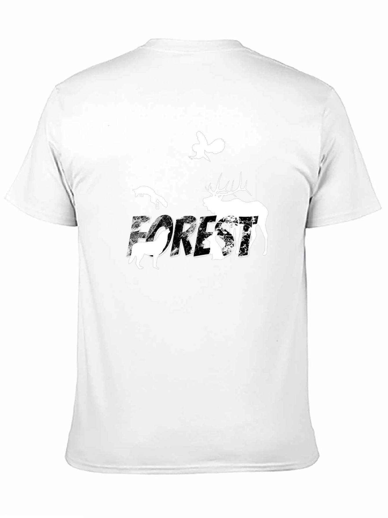 Nature Forest Animals Graphic Print Crew Neck Tee
