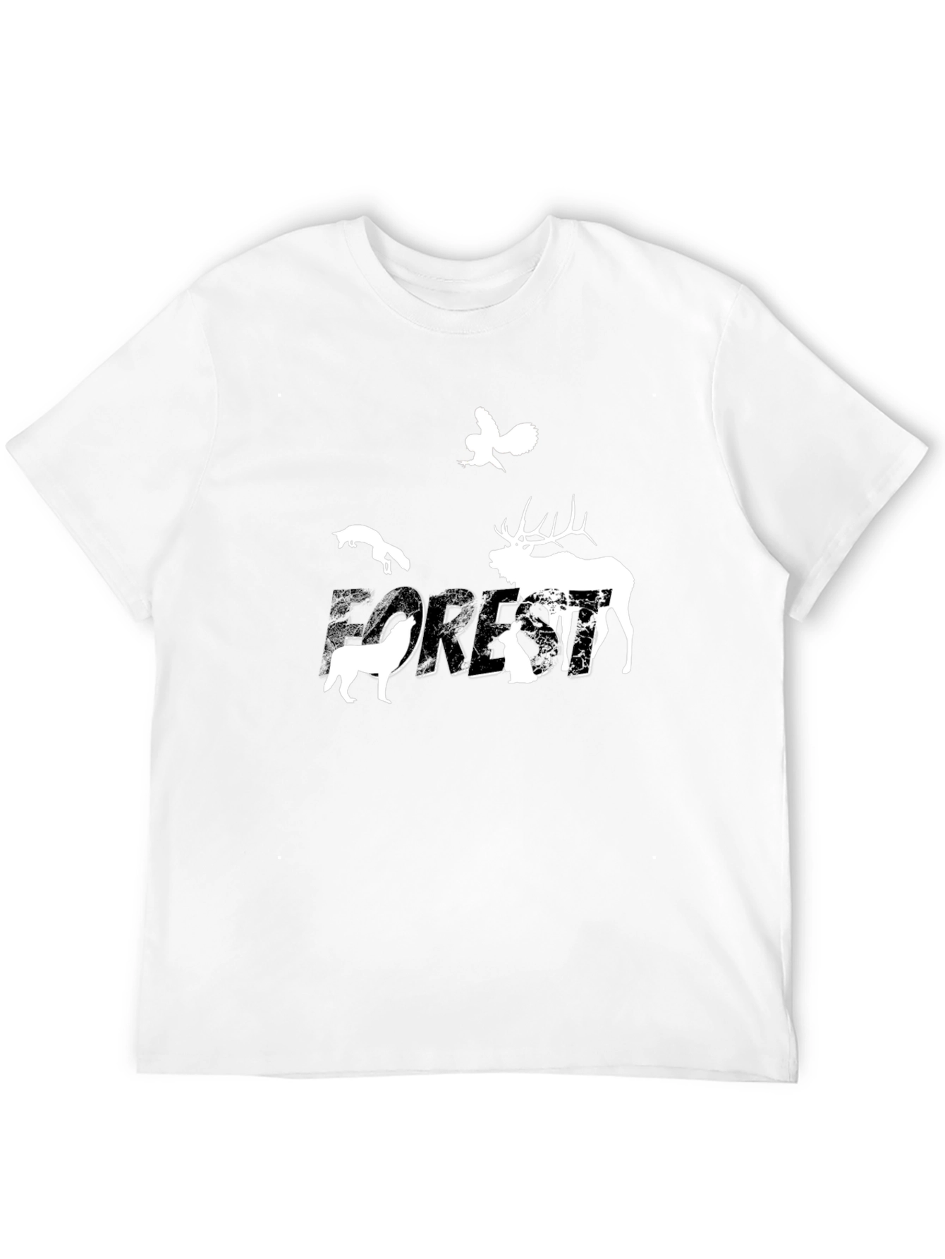 Nature Forest Animals Graphic Print Crew Neck Tee