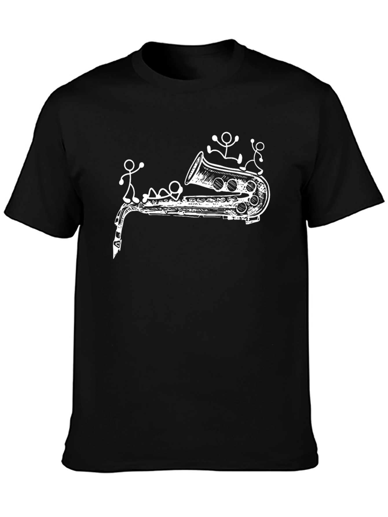 Saxophone Stick Figure Graphic Tee