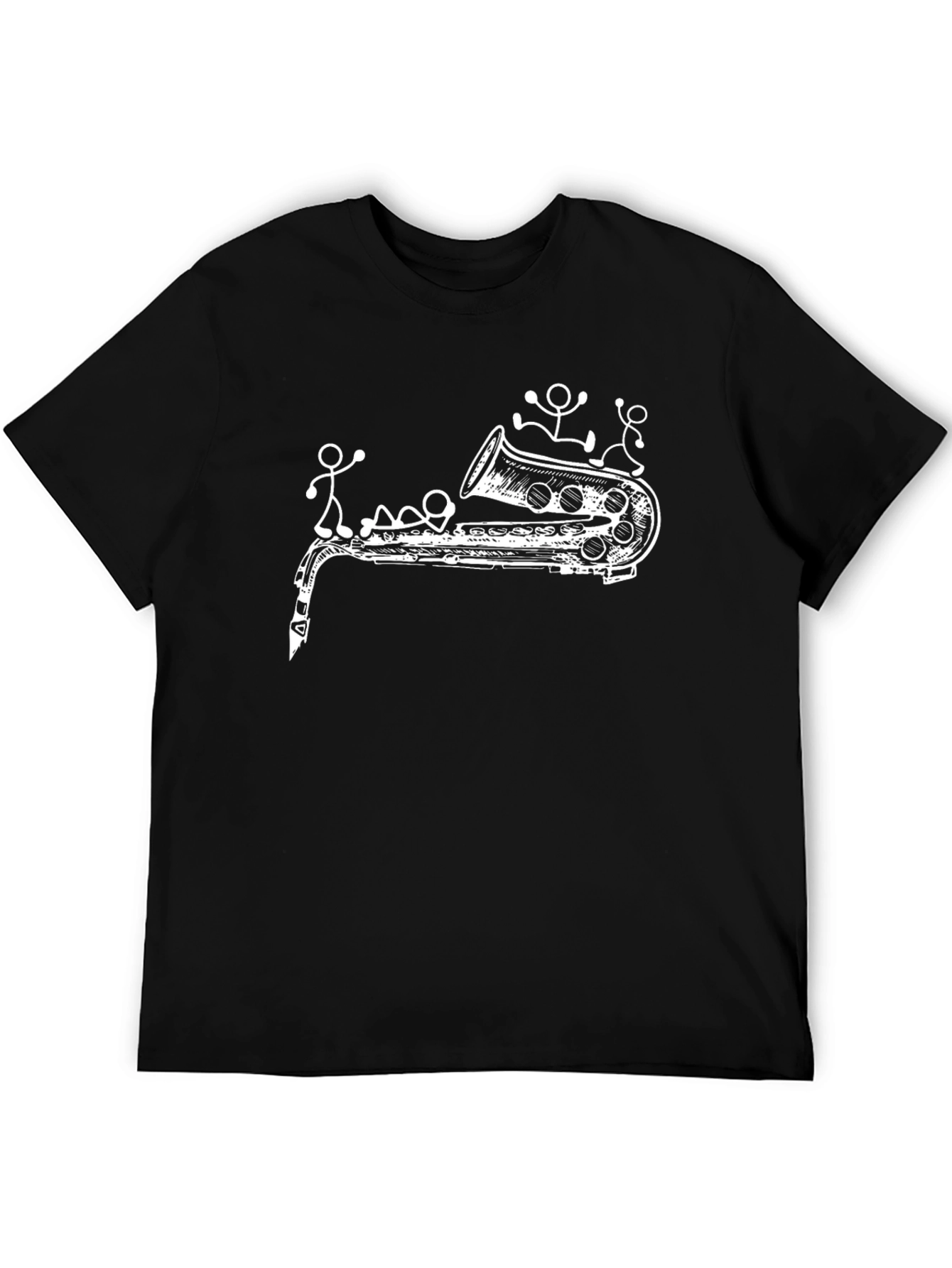 Saxophone Stick Figure Graphic Tee