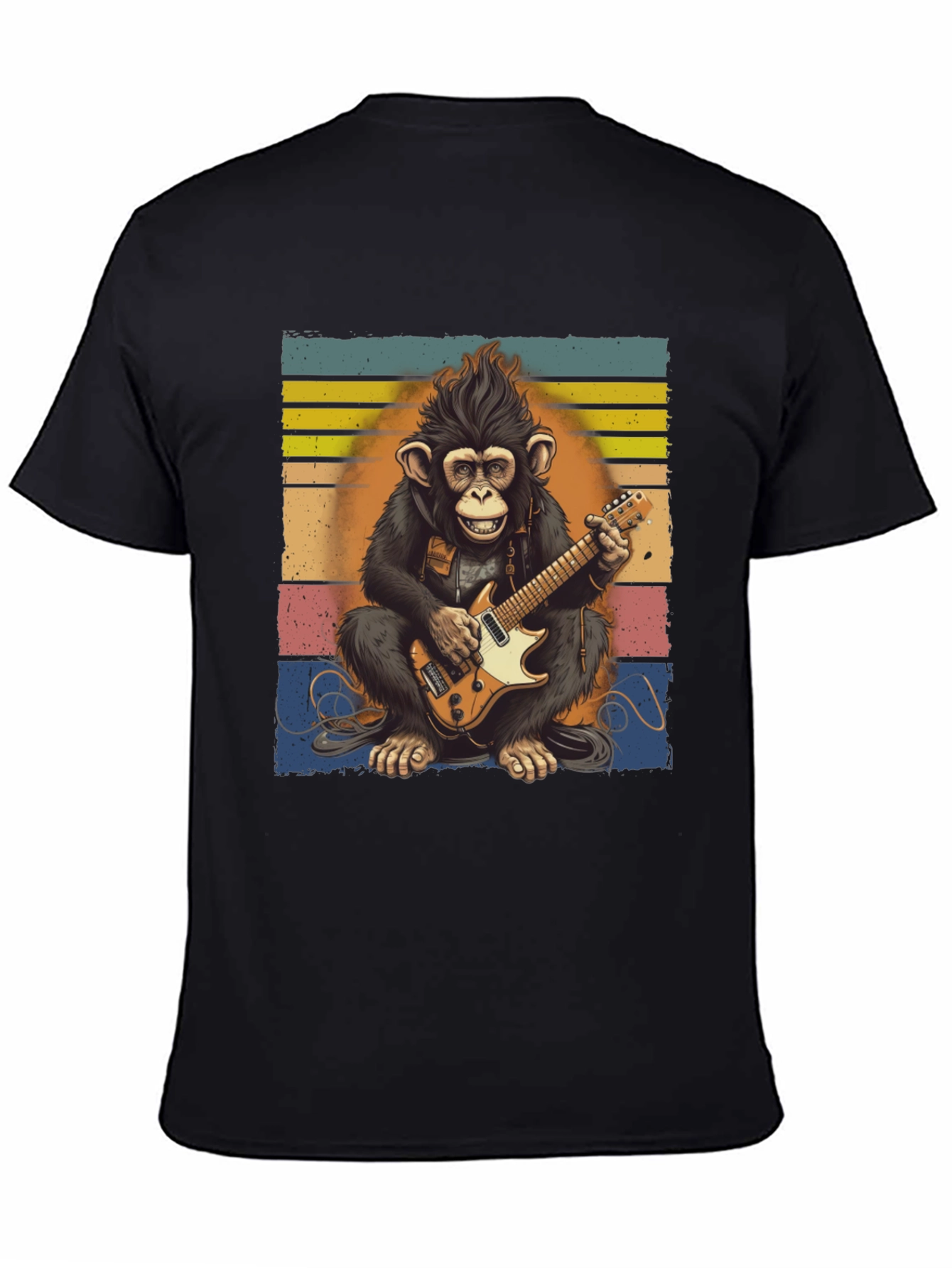 Monkey Guitarist T-Shirt - Retro Style