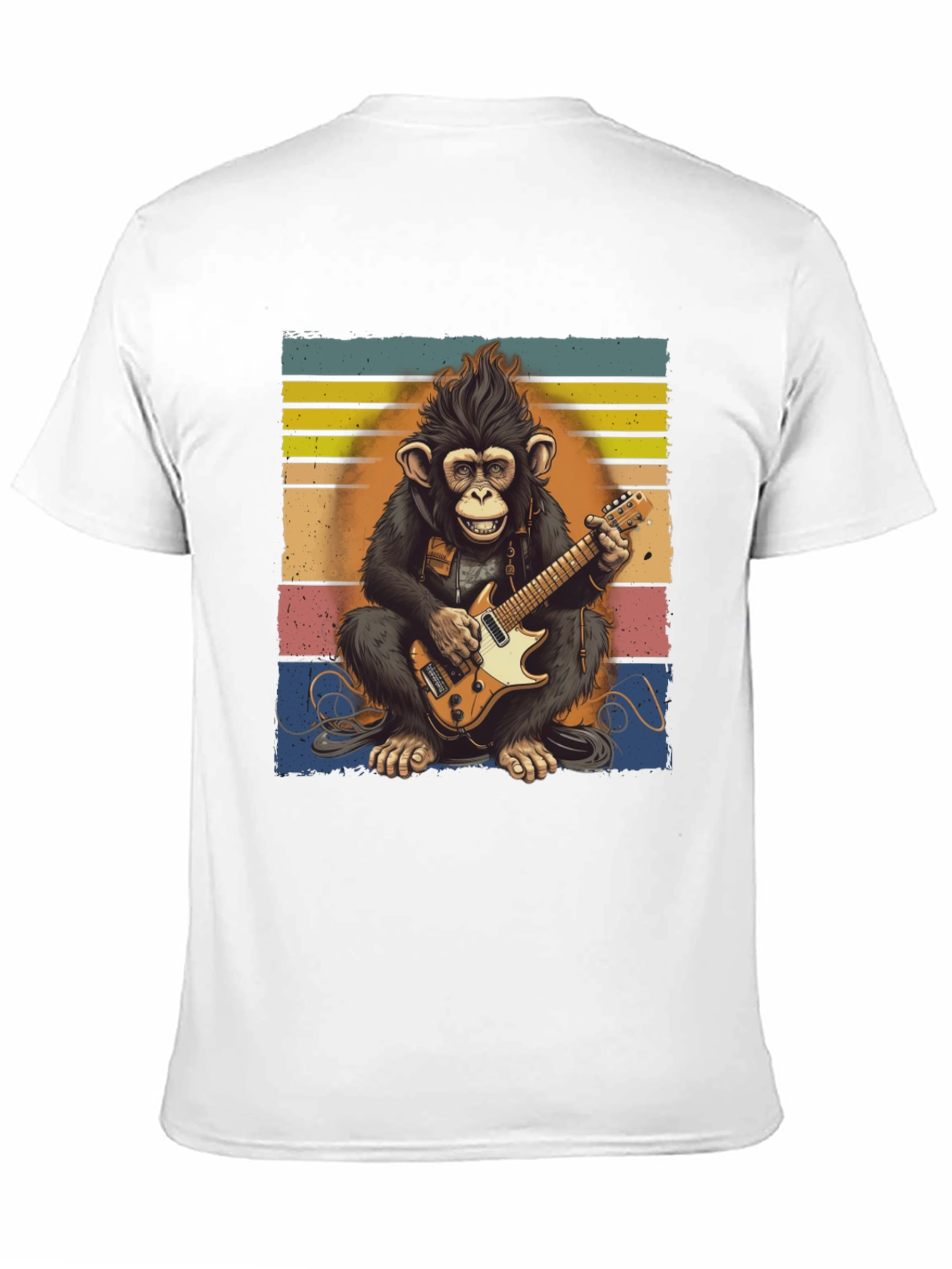 Monkey Guitarist T-Shirt - Retro Style