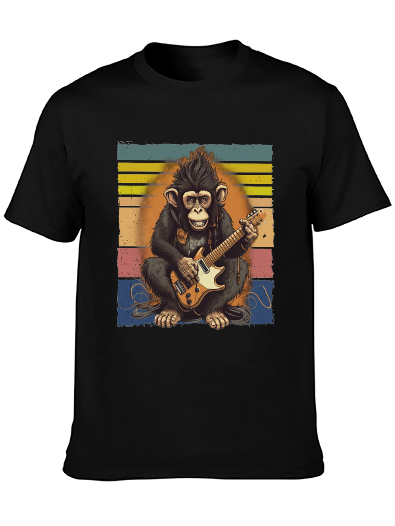 Monkey Guitarist T-Shirt - Retro Style