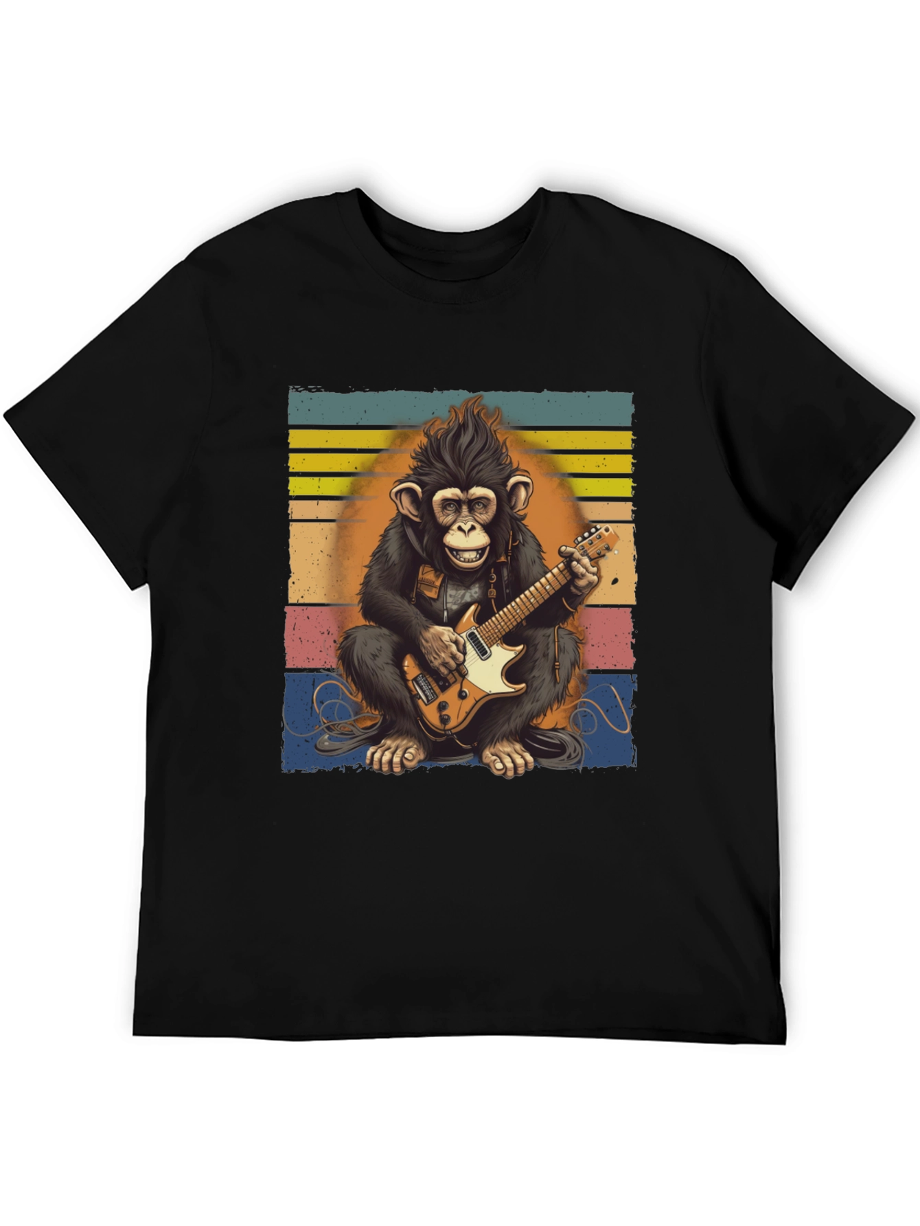 Monkey Guitarist T-Shirt - Retro Style