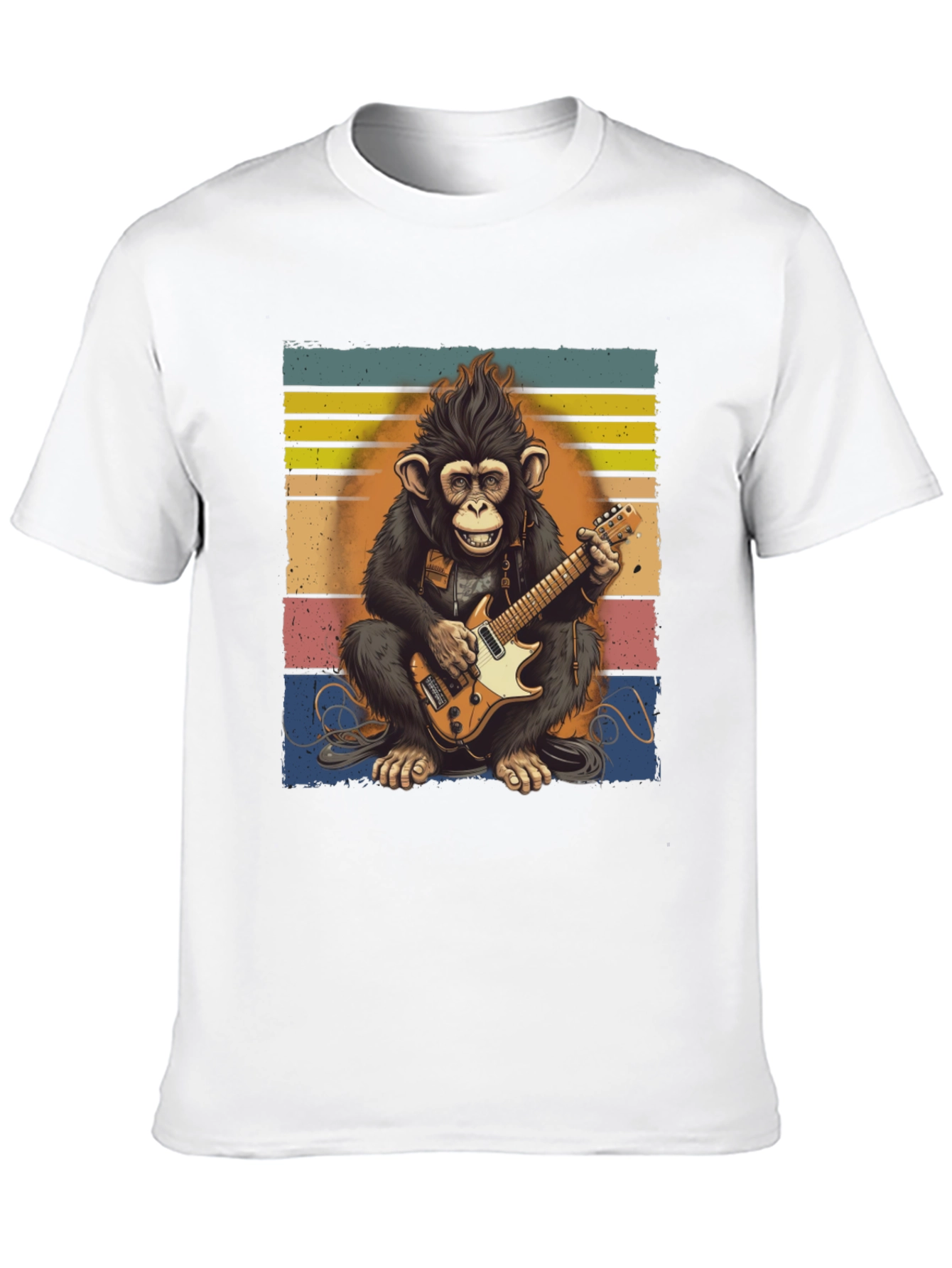 Monkey Guitarist T-Shirt - Retro Style