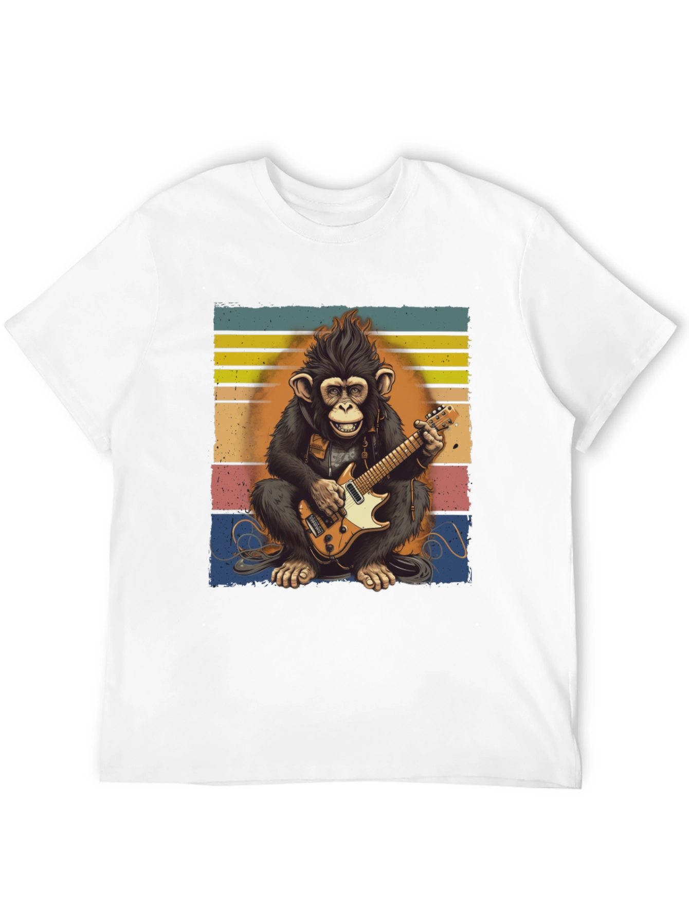 Monkey Guitarist T-Shirt - Retro Style