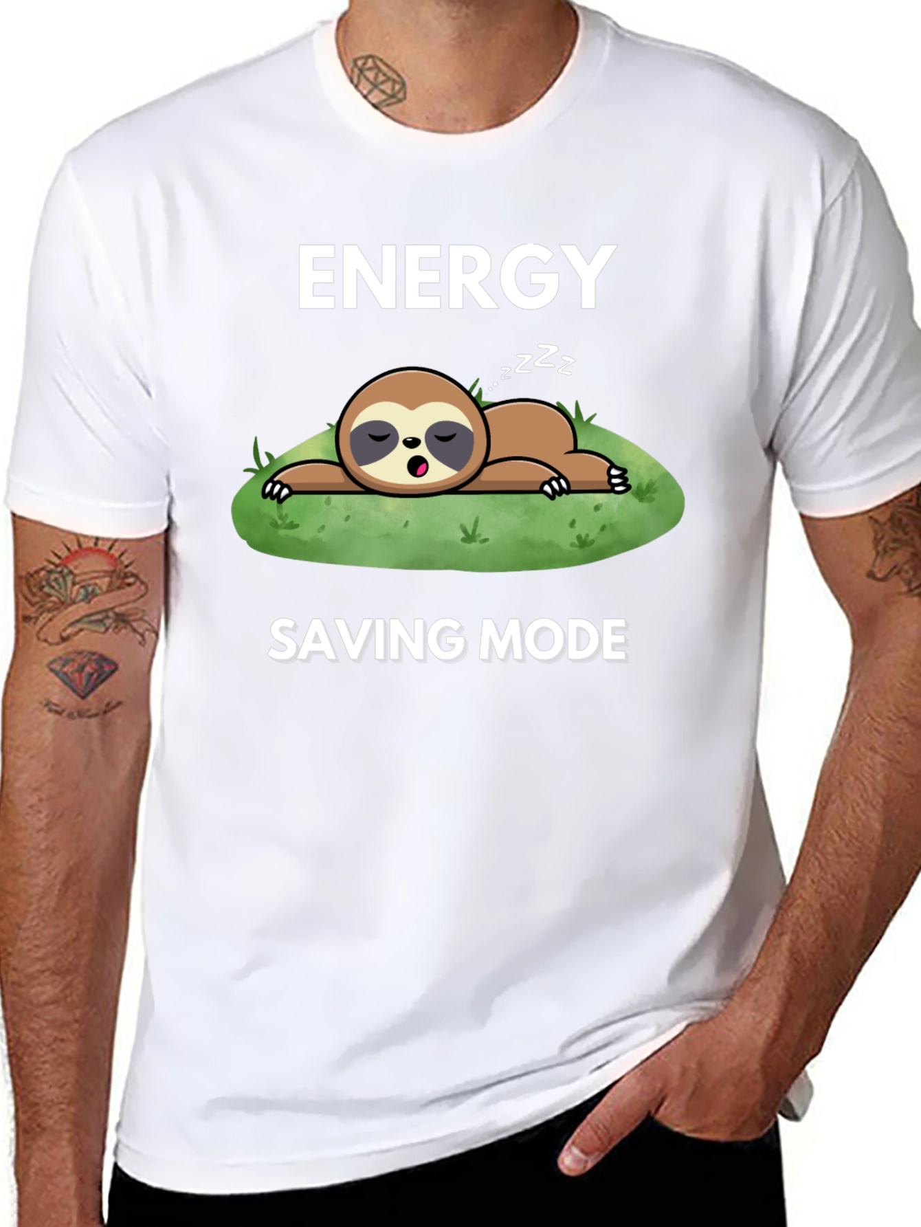 Energy Saving Mode Sloth Graphic T-Shirt