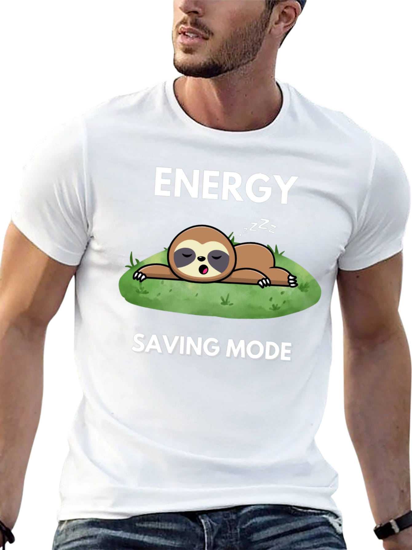 Energy Saving Mode Sloth Graphic T-Shirt
