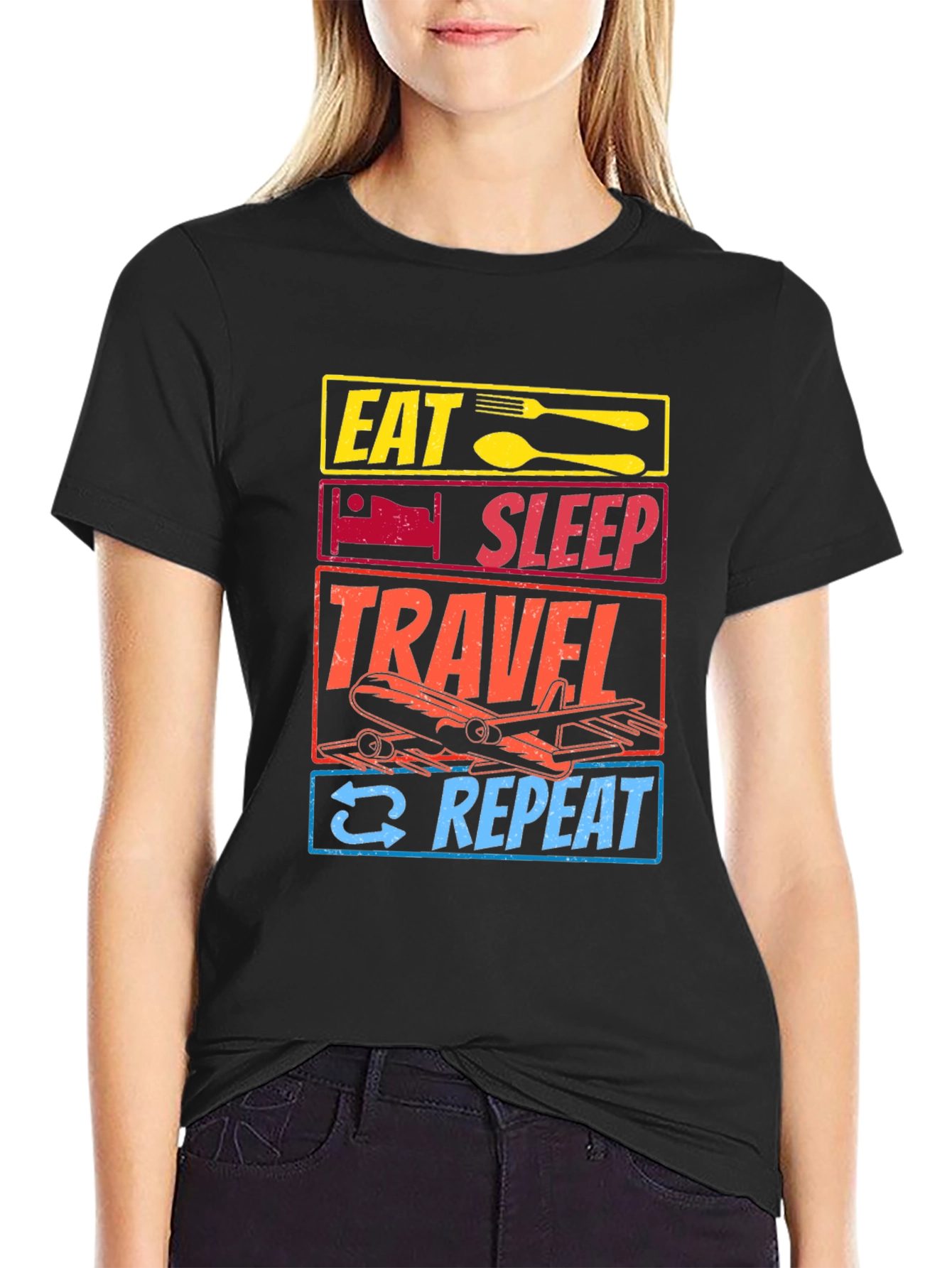 Eat Sleep Travel Repeat Graphic T-Shirt
