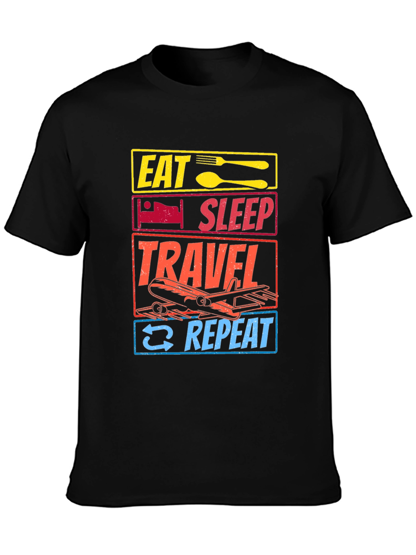 Eat Sleep Travel Repeat Graphic T-Shirt