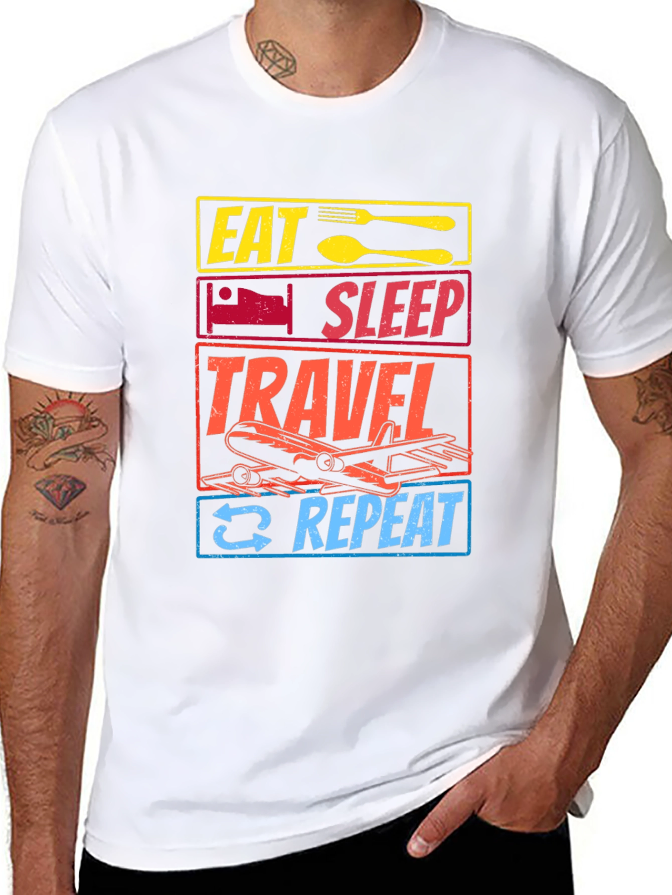 Eat Sleep Travel Repeat Graphic T-Shirt