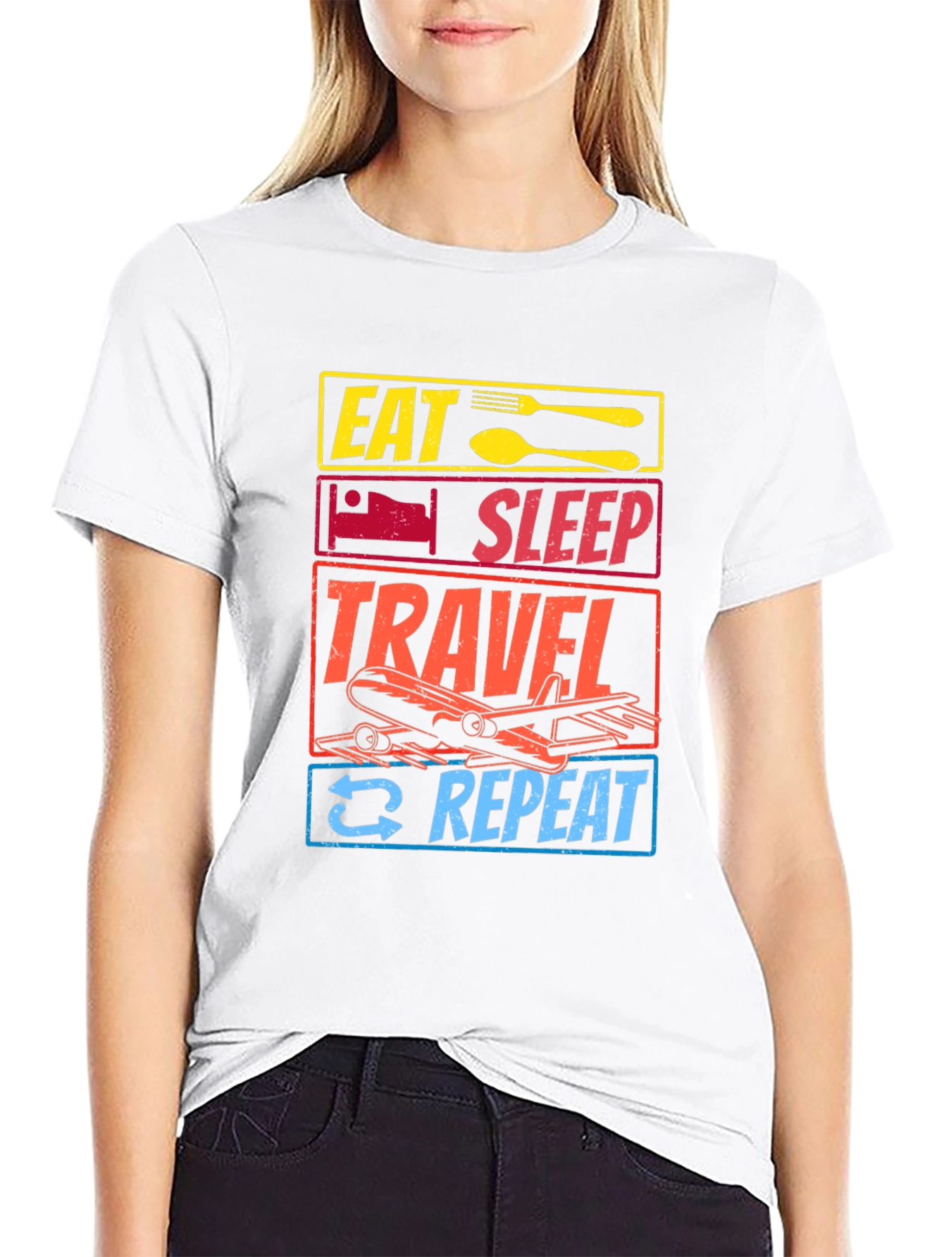 Eat Sleep Travel Repeat Graphic T-Shirt
