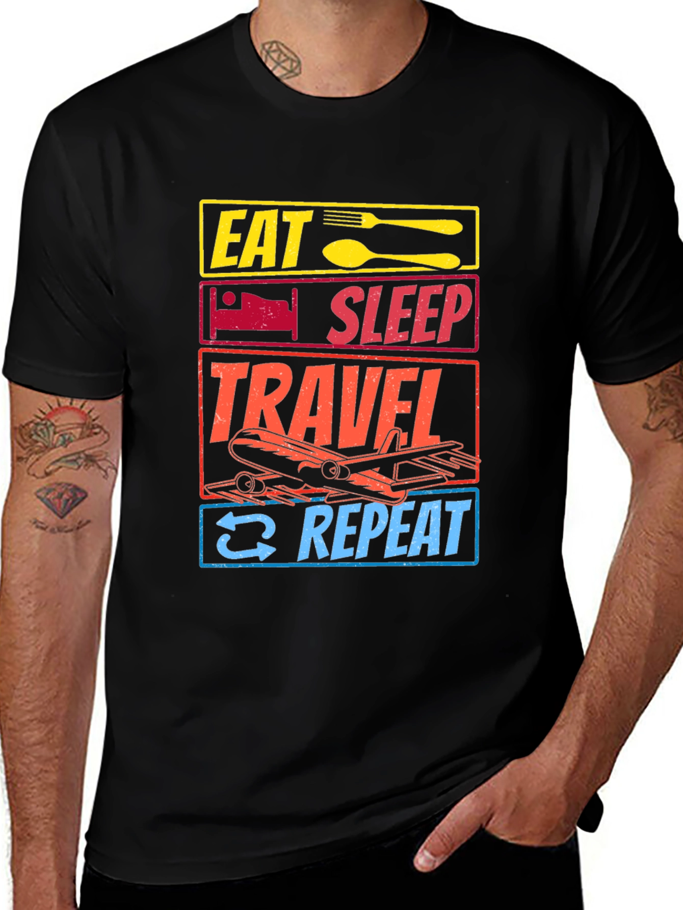 Eat Sleep Travel Repeat Graphic T-Shirt