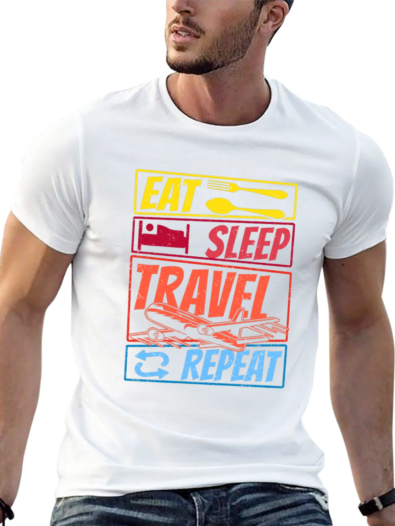 Eat Sleep Travel Repeat Graphic T-Shirt