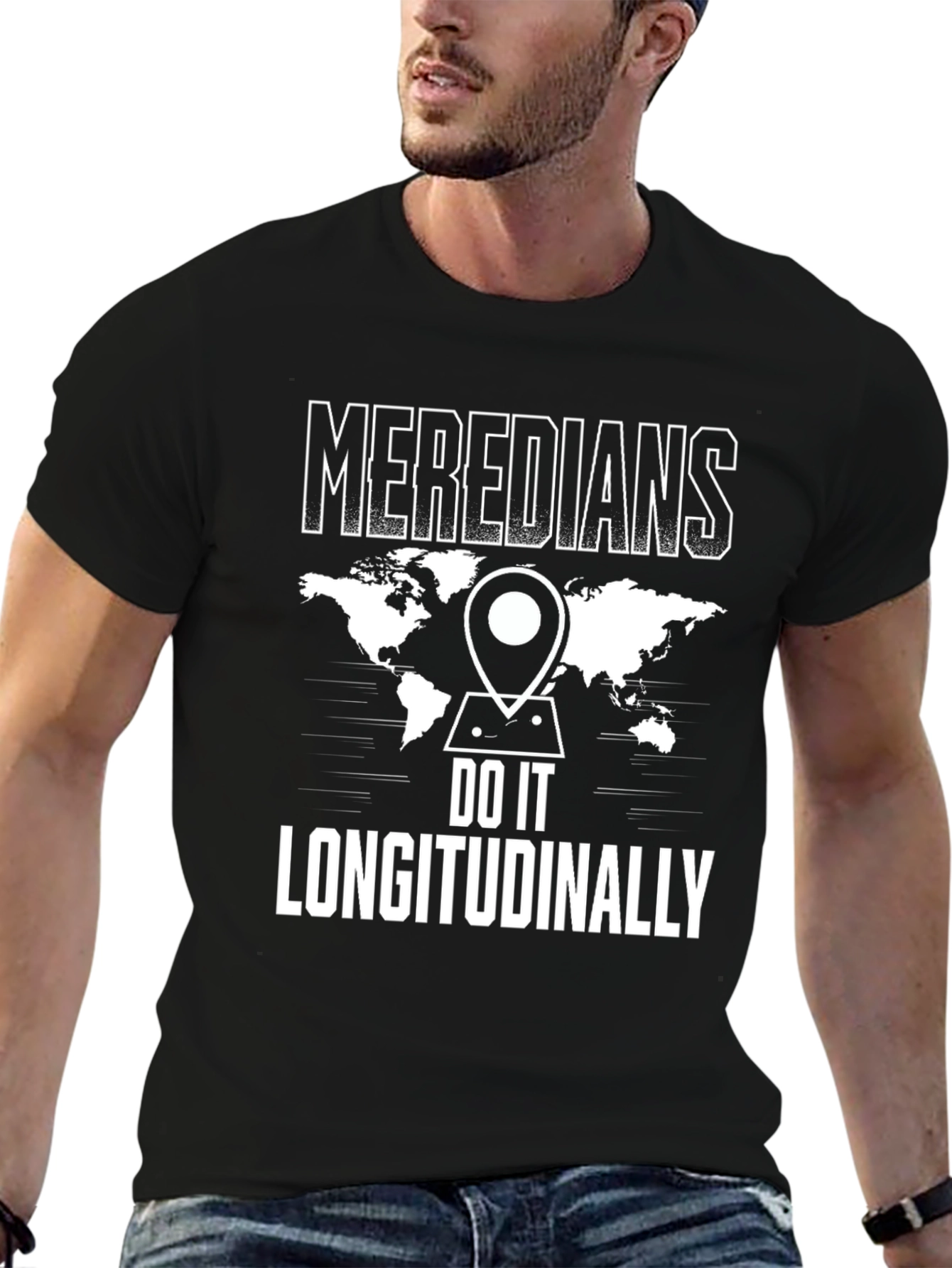 Meredians Do It Longitudinally Black T-Shirt