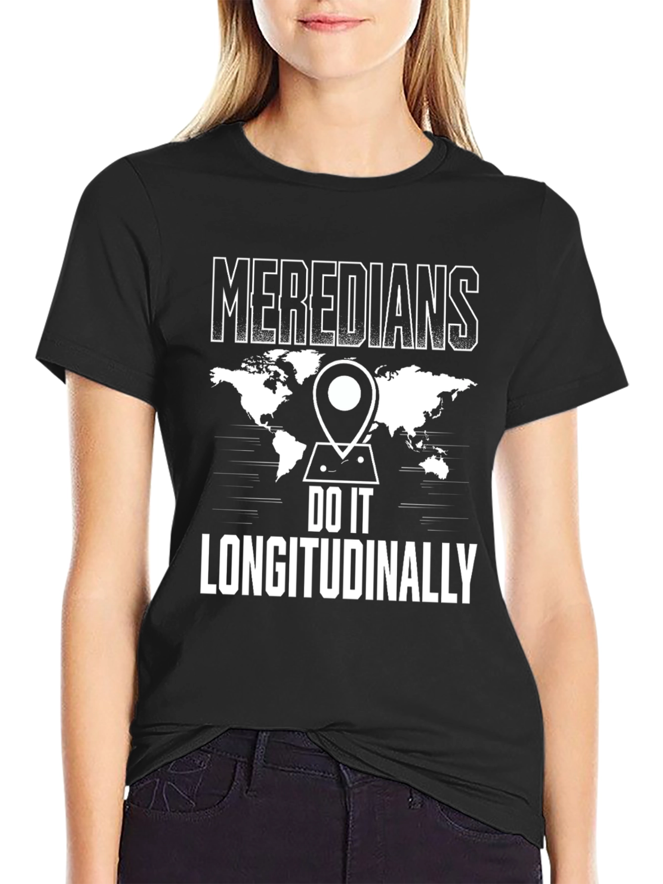 Meredians Do It Longitudinally Black T-Shirt