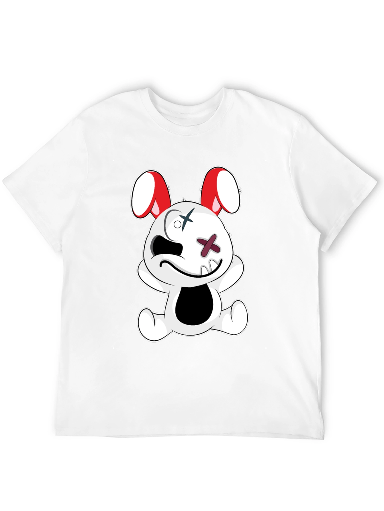 Black Tee with Cartoon Bunny Graphic