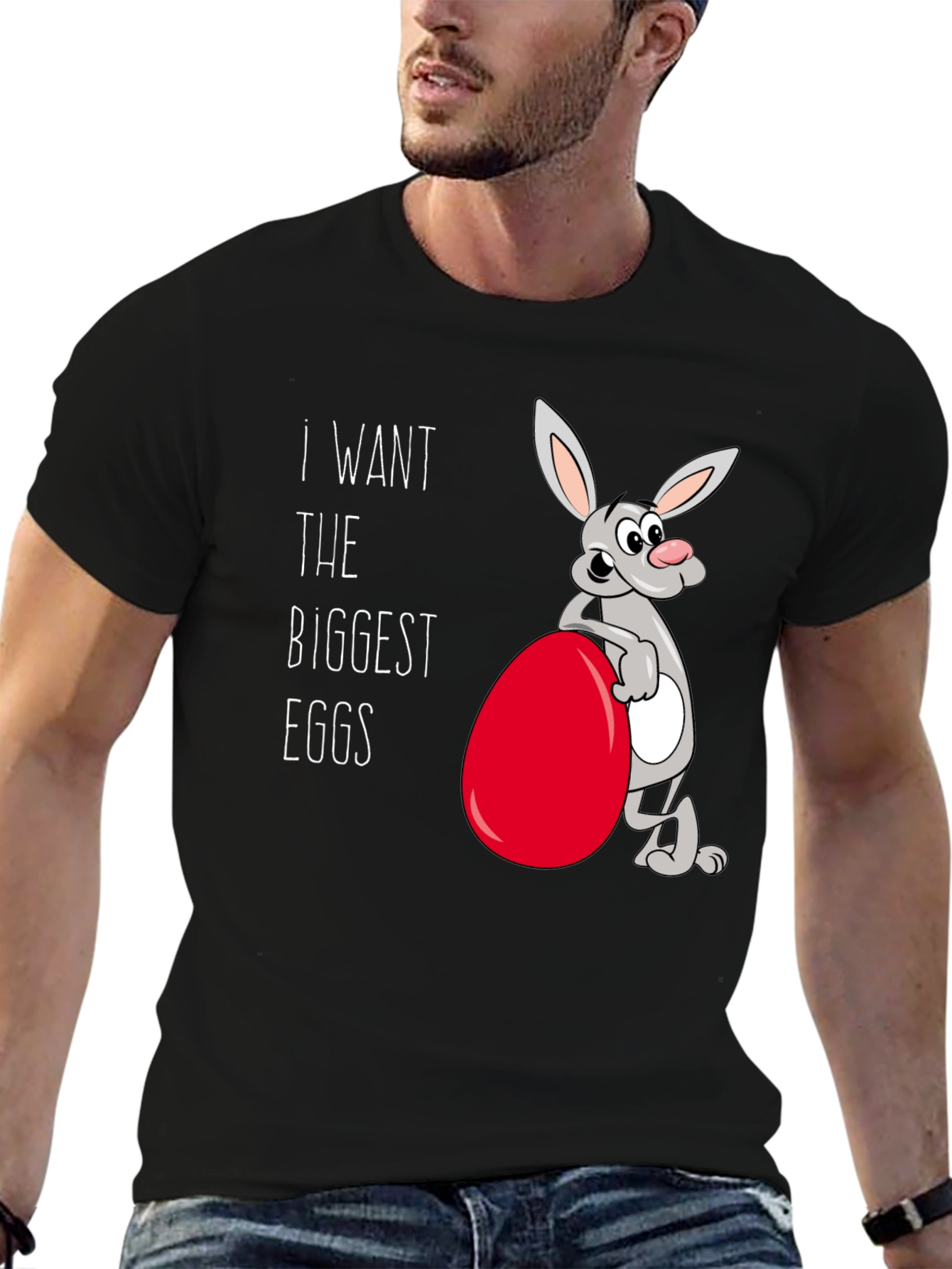 Funny Easter Bunny T-Shirt - Biggest Eggs!