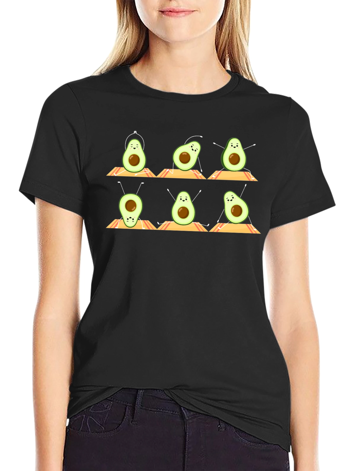Yoga Avocado T-Shirt - Relaxed Fit Black